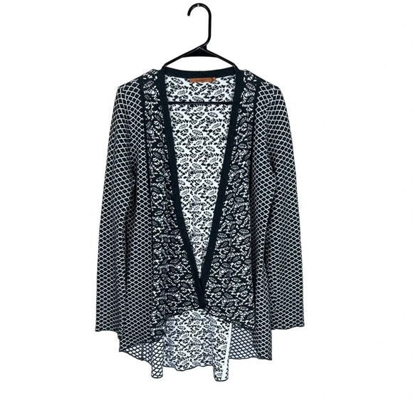 Belldini Open Cardigan Black and White Women’s Size Large - Picture 1 of 5